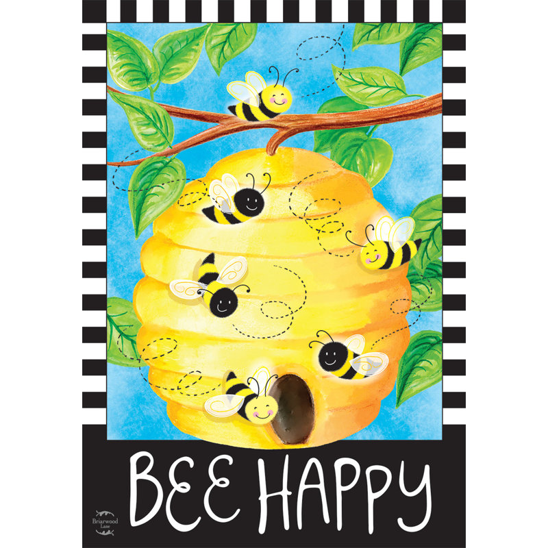 Drapeau de jardin «Bee Happy Bees Spring»