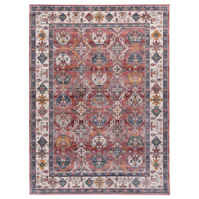 Oriental Machine-Made Red/Ivory, Rectangle 9' x 12'6"