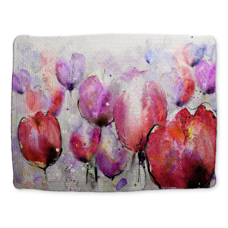 Napperon tulipes roses