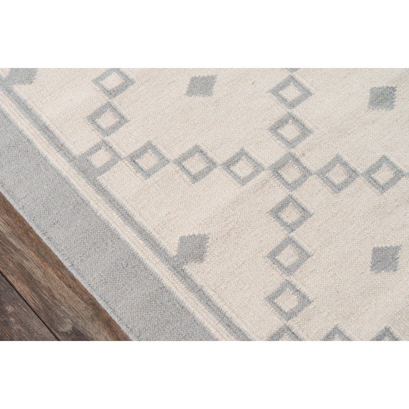 Thompson Wool Geometric Area Rug in Gray, Rectangle 3'6" x 5'6"