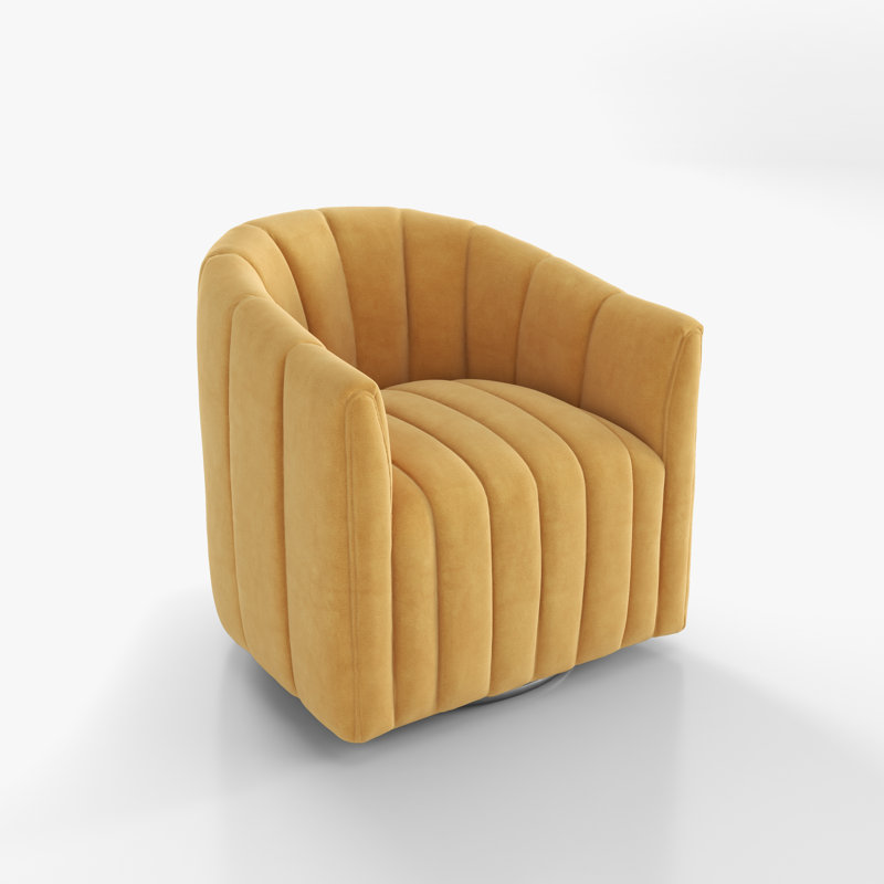 Fauteuil demi-tonneau pivotant Annelotte, Moutarde