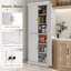 Armoire de rangement de cuisine, armoire de cuisine autoportante avec 4 portes et tablettes réglables pour la salle à manger, panneau de fibres à densité moyenne-1506402693