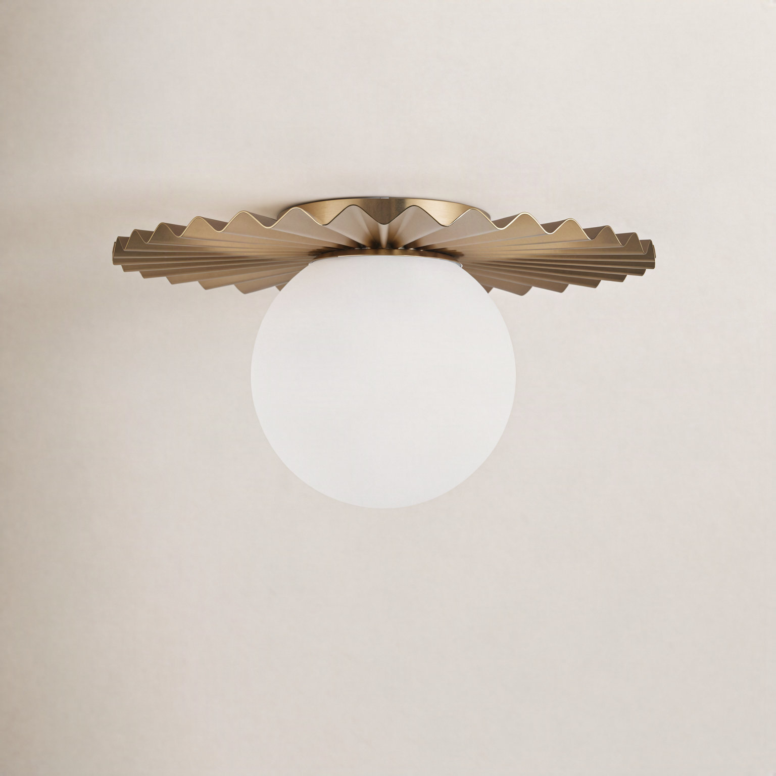 Laki Single Light Glass Flush Mount, Brushed Gold, 6.63" H x 11.88" W x 11.88" D
