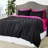 Tache Home Fashion 6-Piece Reversible Cotton Comforter Set with Zipper Cover - Solid Pink & Black-14503801-14503809