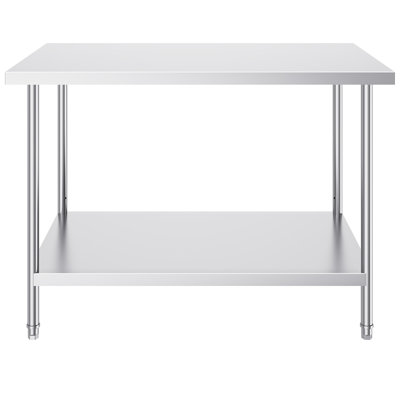 Table de préparation en acier inoxydable table de travail en métal robuste avec 3 niveaux de hauteur réglables