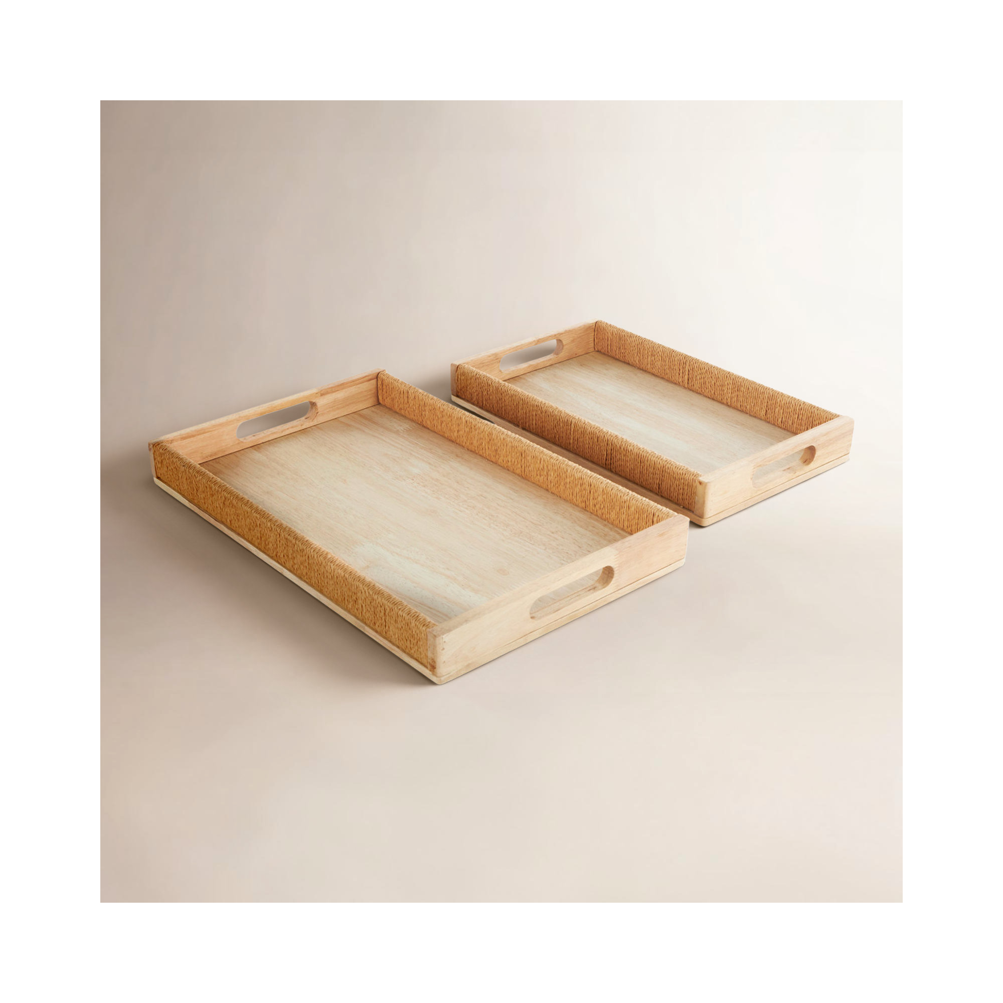 Deb Solid Wood Tray - Set of 2