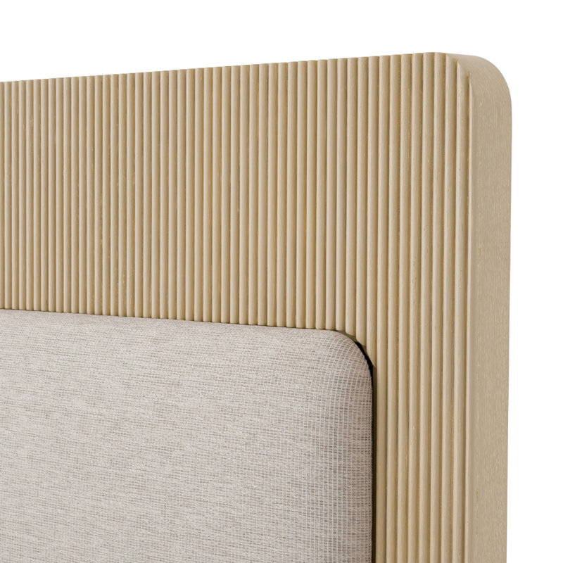 Dimitrios Upholstered Bed, Washed Oak/Durini Natural, Queen