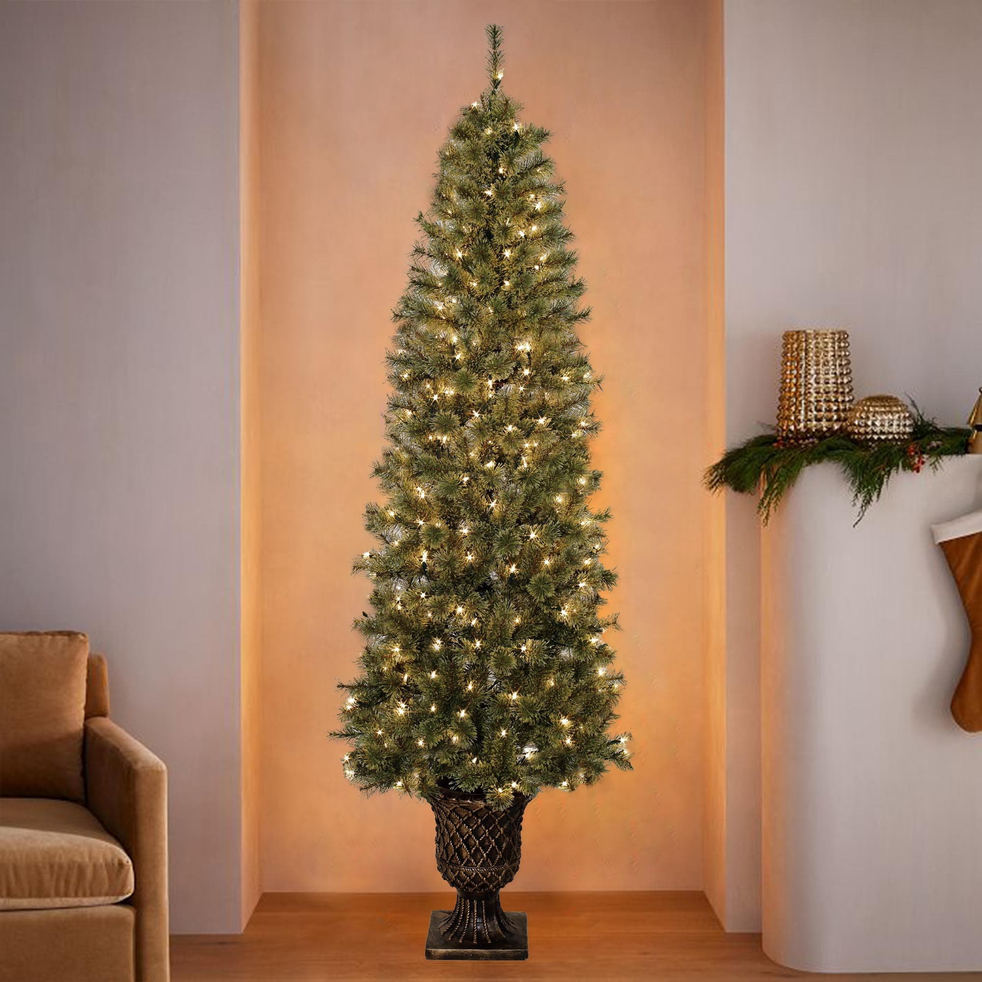 The Holiday Aisle® 7' Green Pine Artificial Christmas Tree with 200 ...