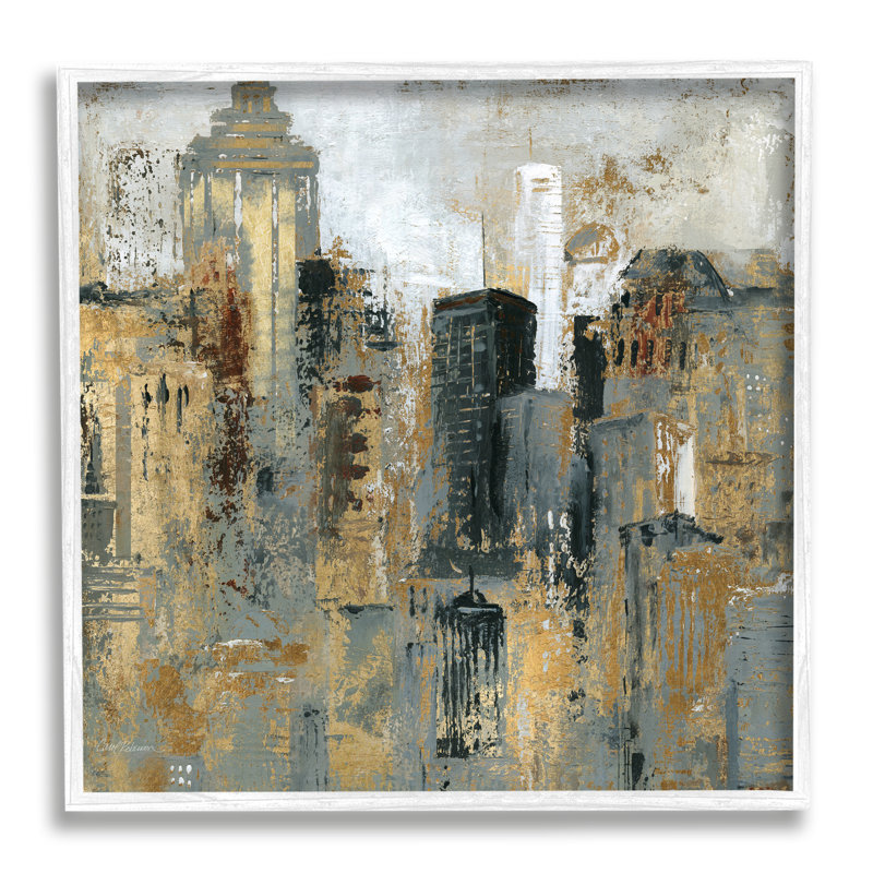 Abstrait, bâtiments urbains, H 24 po x l 24 po x P 1,5 po, Giclée encadrée blanc bord de mer