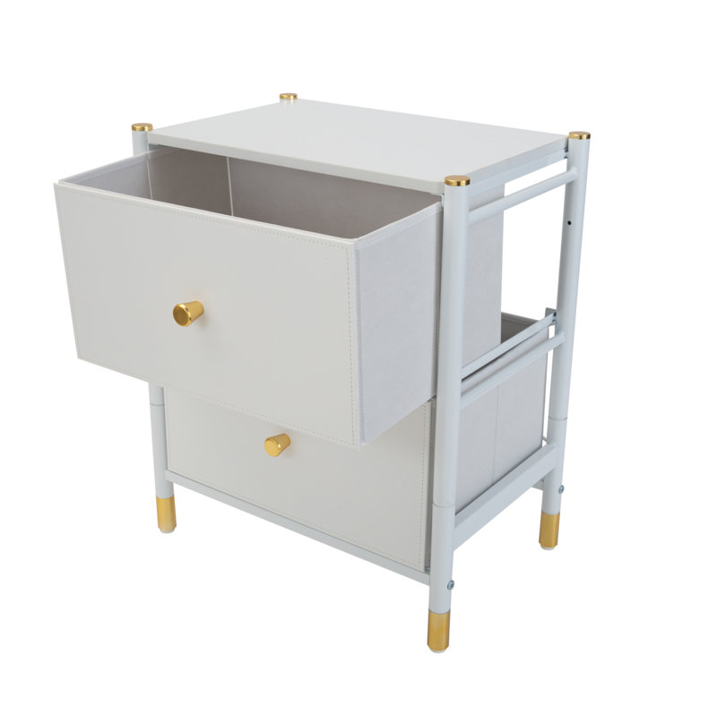 18.11'' W Metal Nightstand, White
