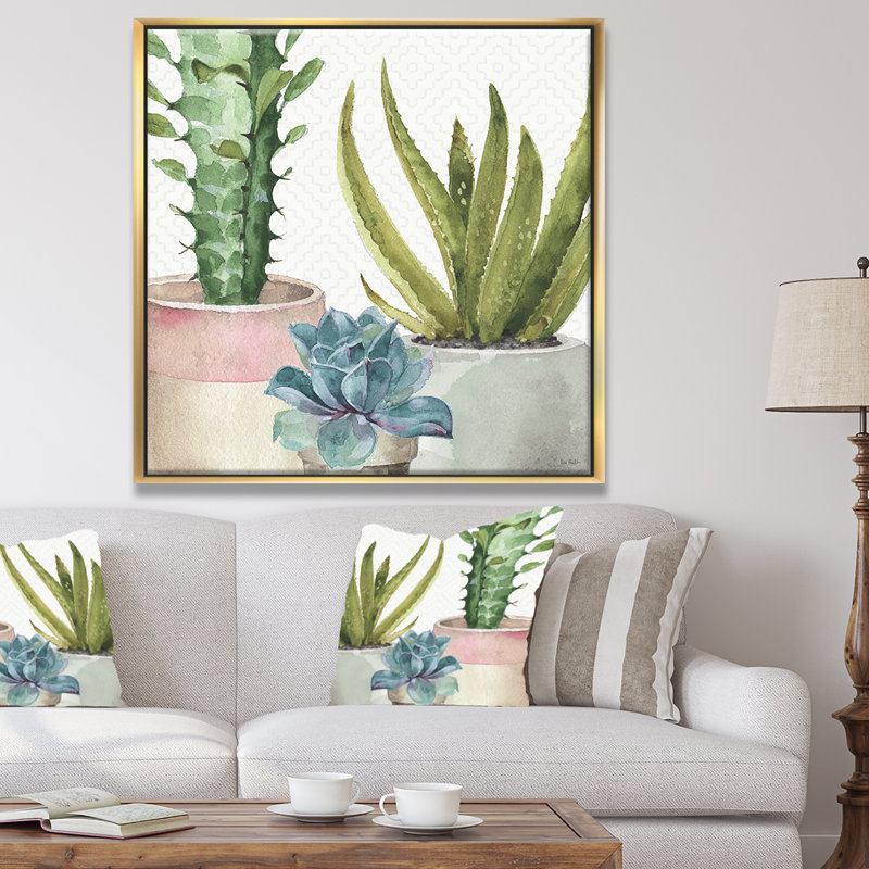 « mixed green element iii », reproduction d’art sur toile, H 30 po x l 30 po x p 1 po, Cadre flottant doré