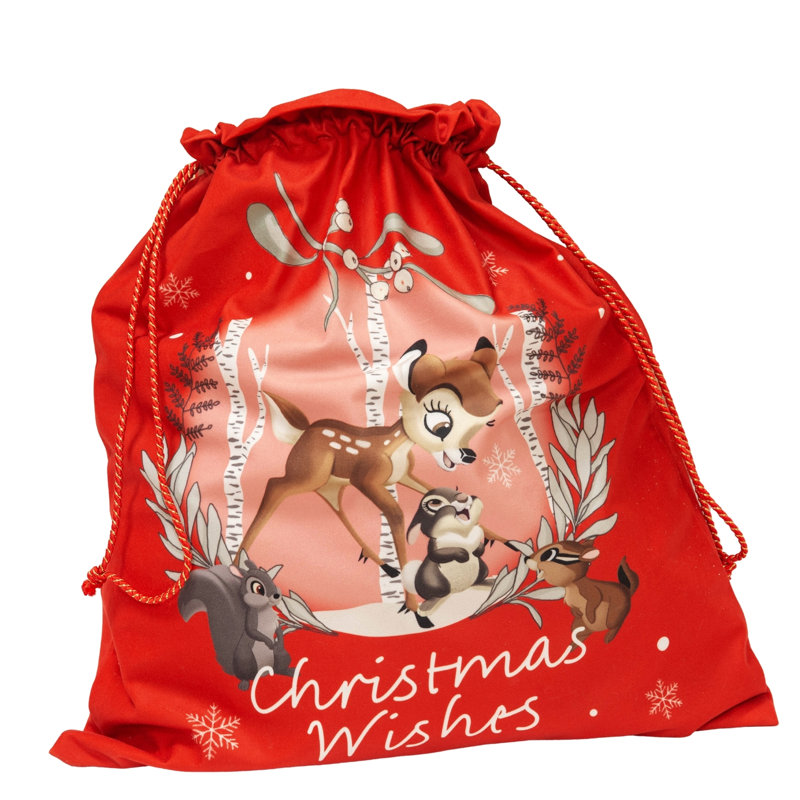 Velour Fabric Bambi Gift Christmas Wishes Santa Sack