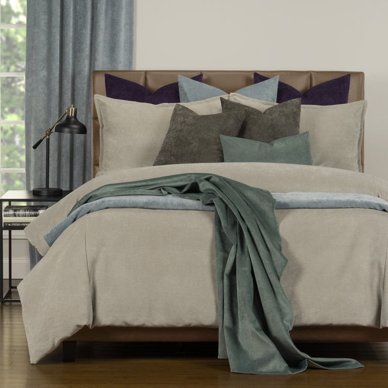 Polyester Channel Duvet Cover & Insert, Cal. King Duvet Cover + 6 Additional Pieces, Habor Gray