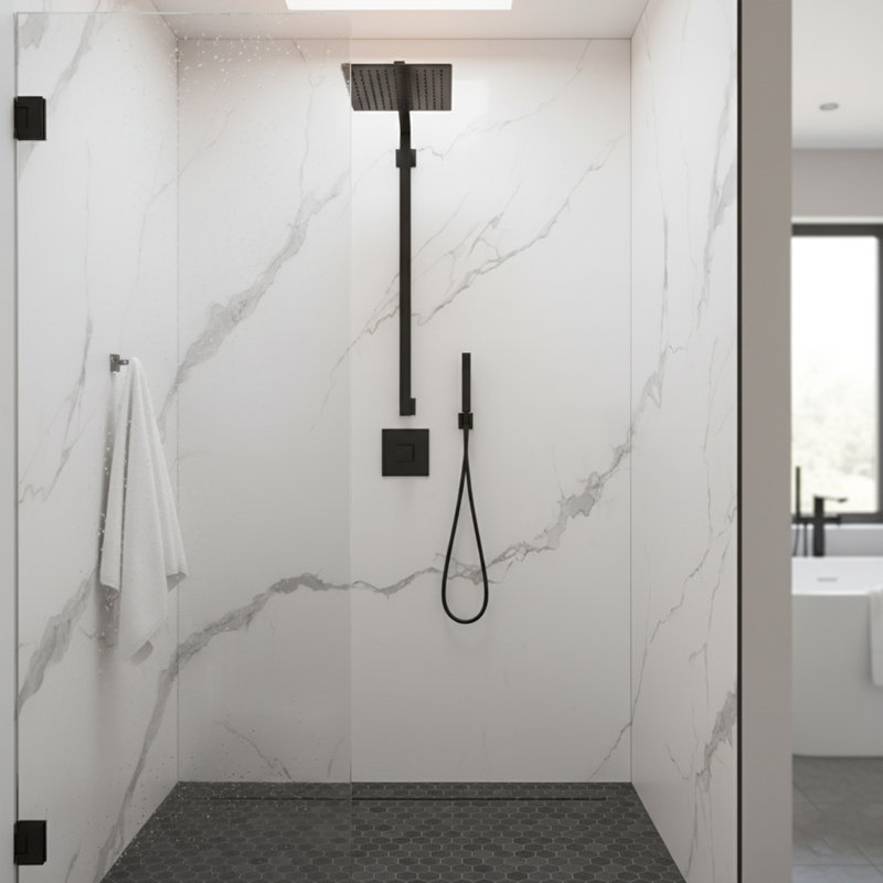 Ensemble de système de douche blanc mat Carrara (5 pièces)