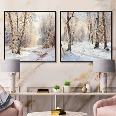 «Trees Charm In Winter», ensemble de 3 arbres carrés