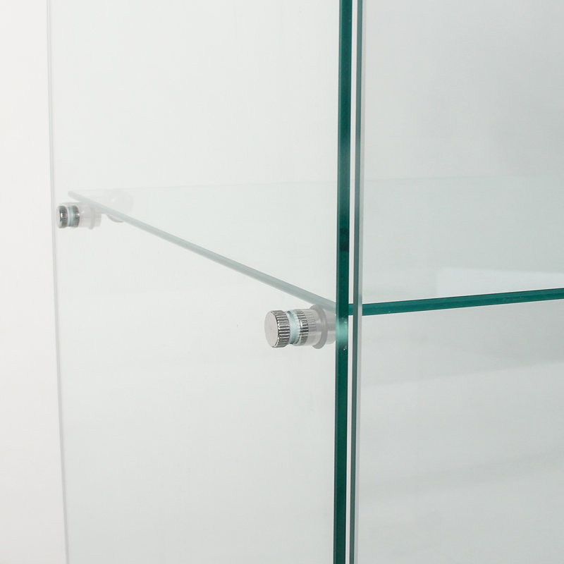 Vitrine à deux portes avec 5 tablettes vitrées, blanc