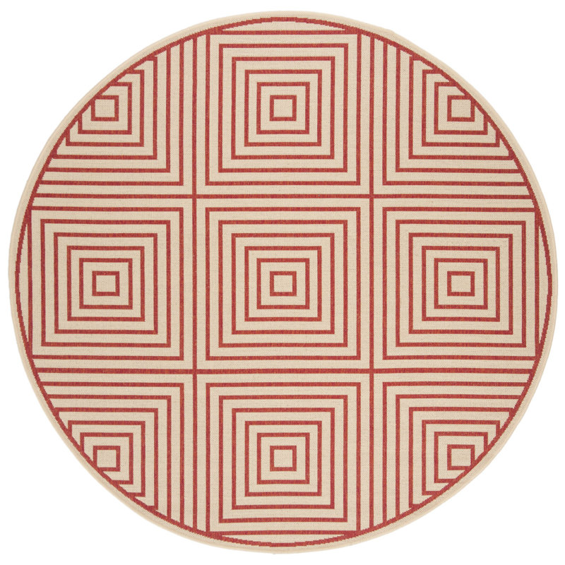 Kelli 100 Performance Geometric Indoor/Outdoor Area Rug, Round 6'7"