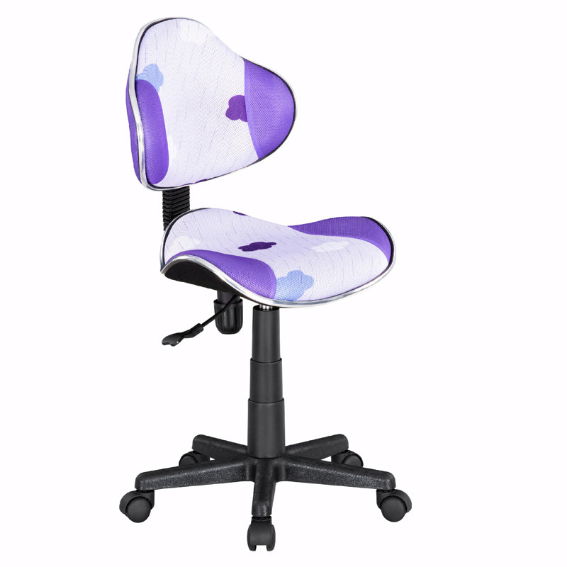 Aldous 360° Swivel Writing Office Task Chair with Mesh Back and Adjustable Height, Purple Flower
