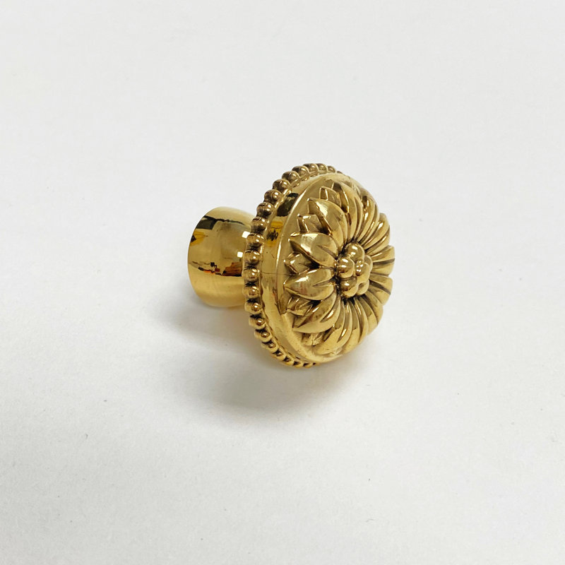 Solid Brass Unlacquered Medium "Dalia" Cabinet Knobs, 1 1/4"