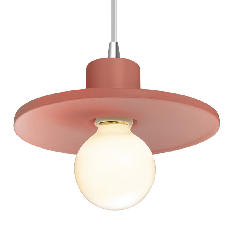 Luminaire suspendu simple Leni, Rosé brillant, Chrome poli
