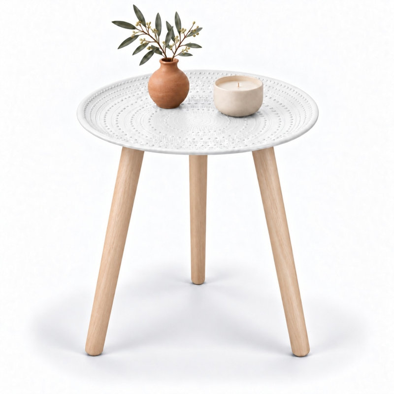 3 Legs Round Side Table, White