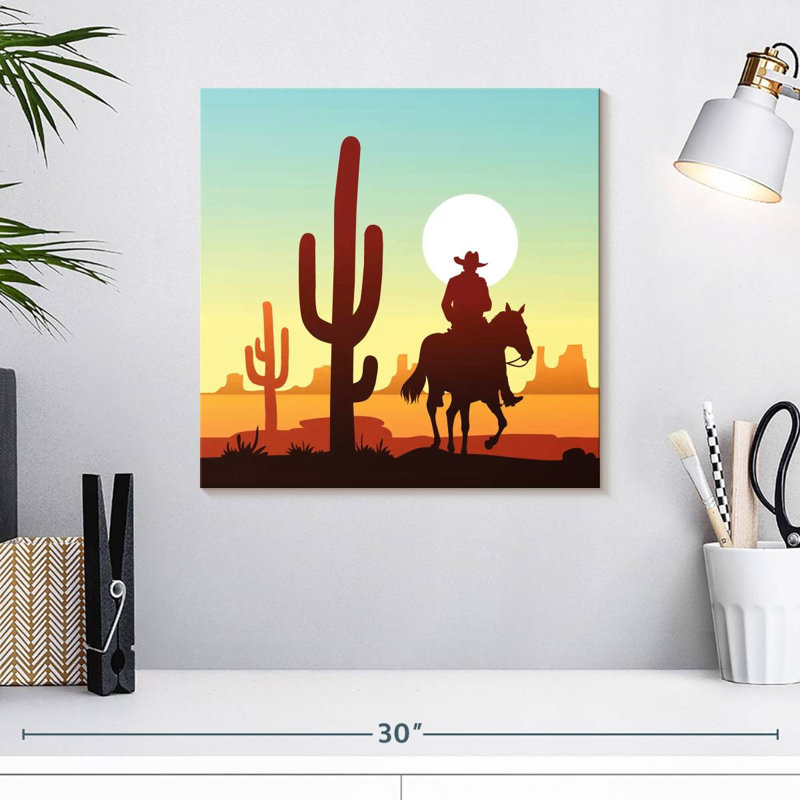 Lelar Cactus Desert Cowboy, 16" H x 16" W