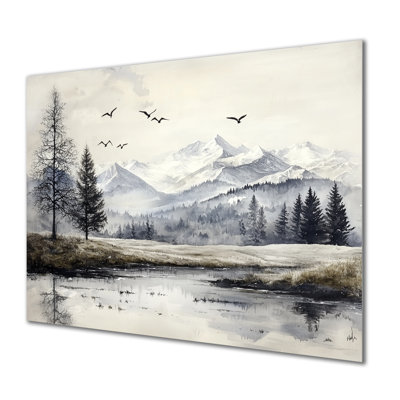 Western Mountains Winter Charm I - Landscapes Metal Decor, Landscape Mountains Metal Print