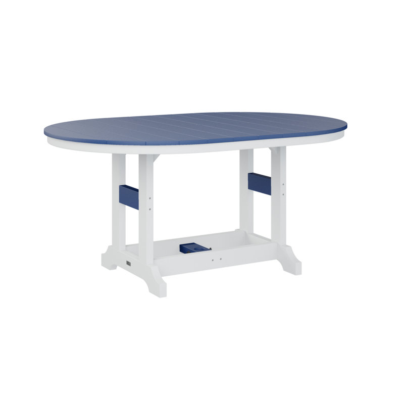 Berlin Gardens Garden Classic Regular Top With White Base 64″ Oblong Table, 35.5" H x 44" W x 64" D, Pacific Blue