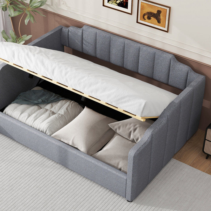 Upholstered Daybed With Underneath Storage, (Daybed), Full, Gray