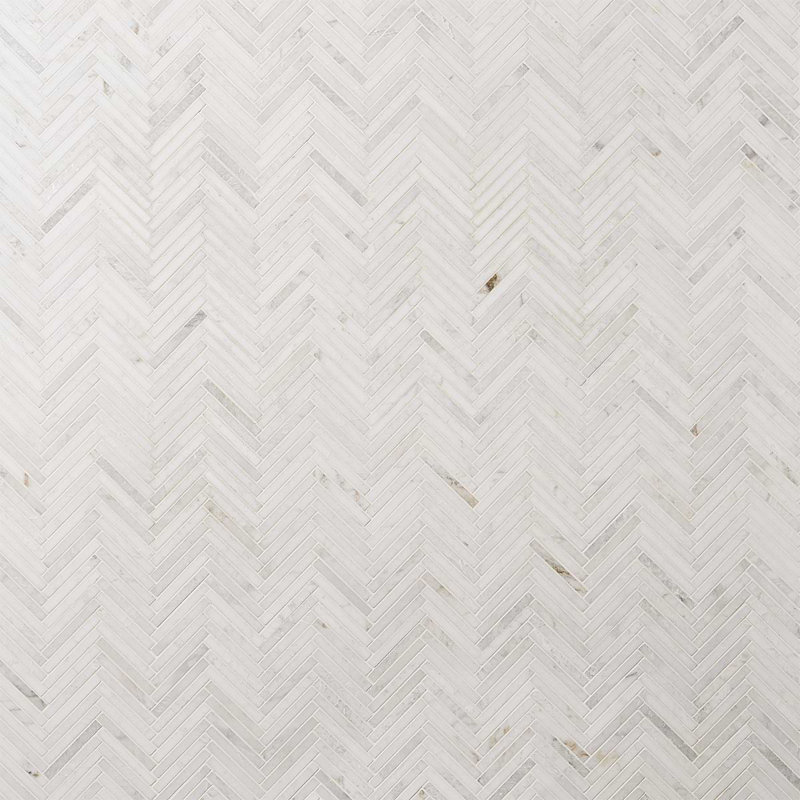 Alaska White .5x4 Herringbone Polished Marble Mosaic Tile