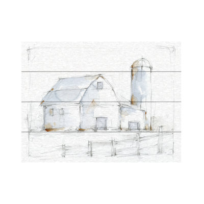Barnyard Pencil Sketch I by Ethan Harper - Unframed Painting on Wood