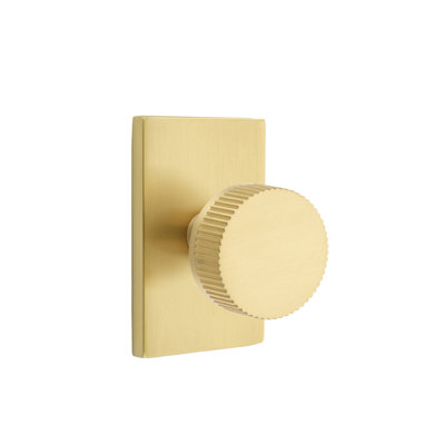 Ensemble de boutons de passage Emtek Select avec rosette rectangulaire moderne, tige conique et bouton droit moleté