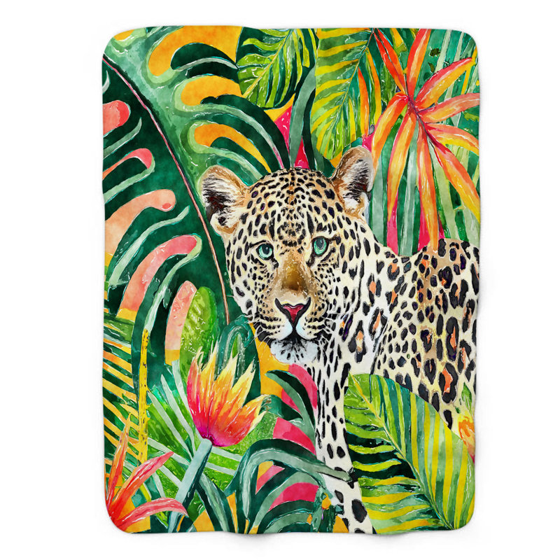Tropical Leopard - 1 Piece Blanket, Queen