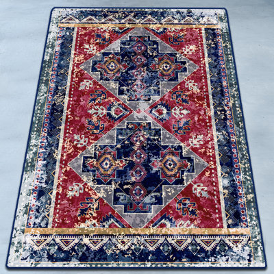 Premium Non-Slip Area Rug, 4.9 x 7.9 Feet, 100% Polyester, 0.4 in Pile Height | Antibacterial, Machine Washable, Easy Care | Perfect for Living Room, Bedroom & Office, Soft and Durable Design