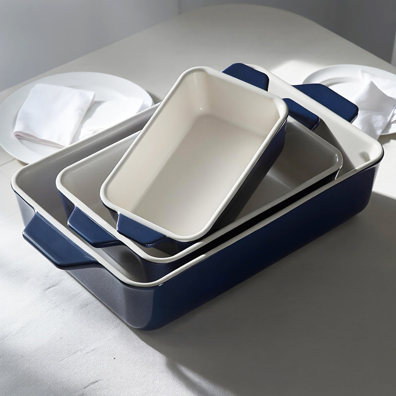 Ensemble de plats de cuisson en céramique 3 pièces Kook, Bleu marine