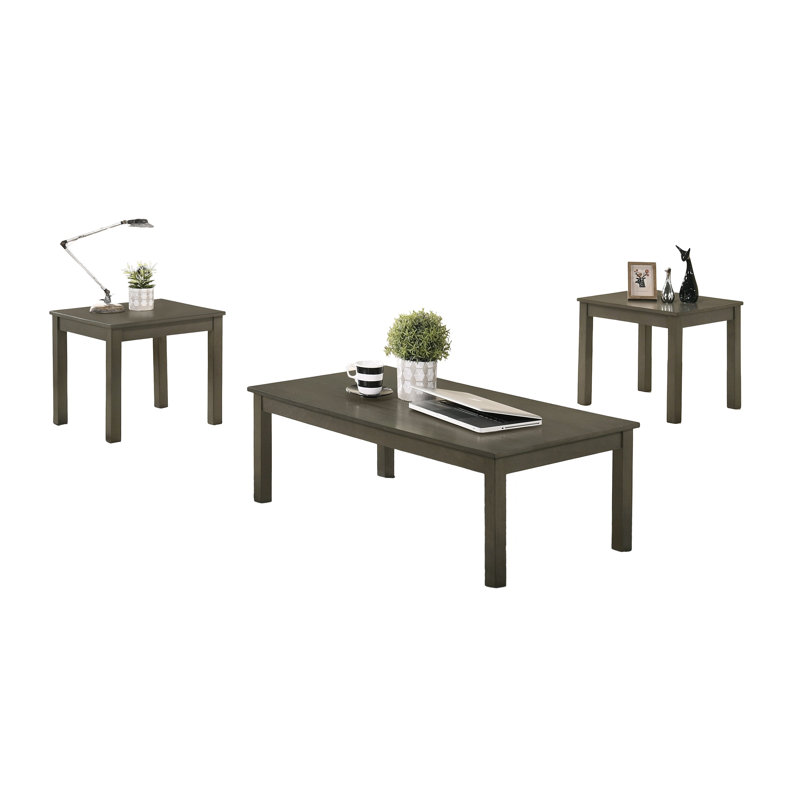 Élégant ensemble de tables basses 3 pièces et 1 table basse et 2 tables de bout gris foncé