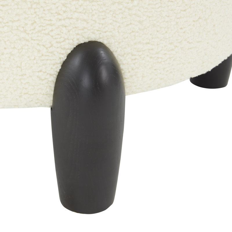 Repose-pieds rond scandinave Geddes, Sherpa ivoire, Noir, noir, noir, noir