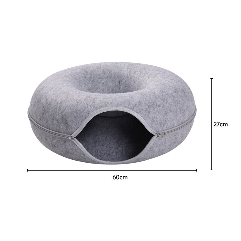 Wimberley Velvet Nest Pet Bed, Light Grey, 27H x 60 W x 60 D cm