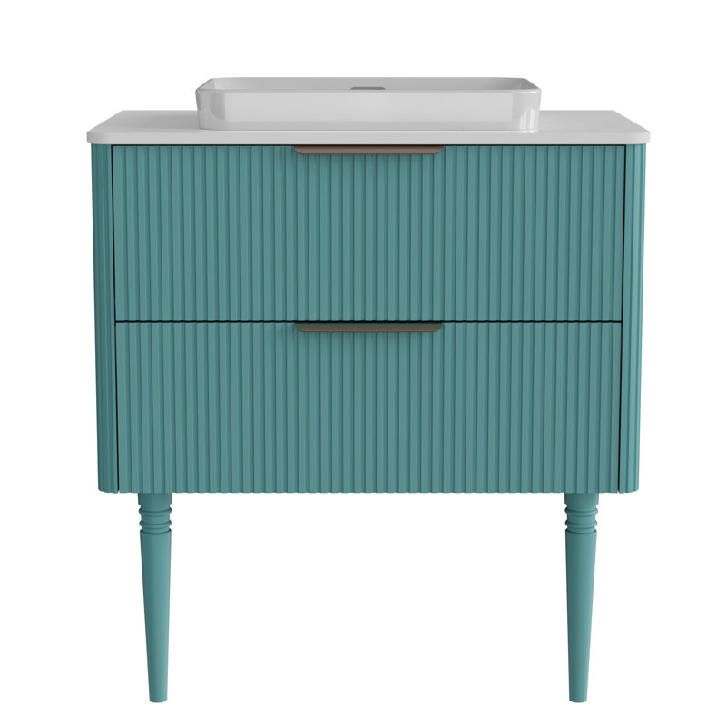 Meuble-lavabo autoportant avec évier en céramique 30 po Aquamarine
