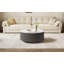 Table basse ronde moderne mobile avec roulettes, 2 tiroirs, plateau en pierre frittée à motif marbré, 29,5 po