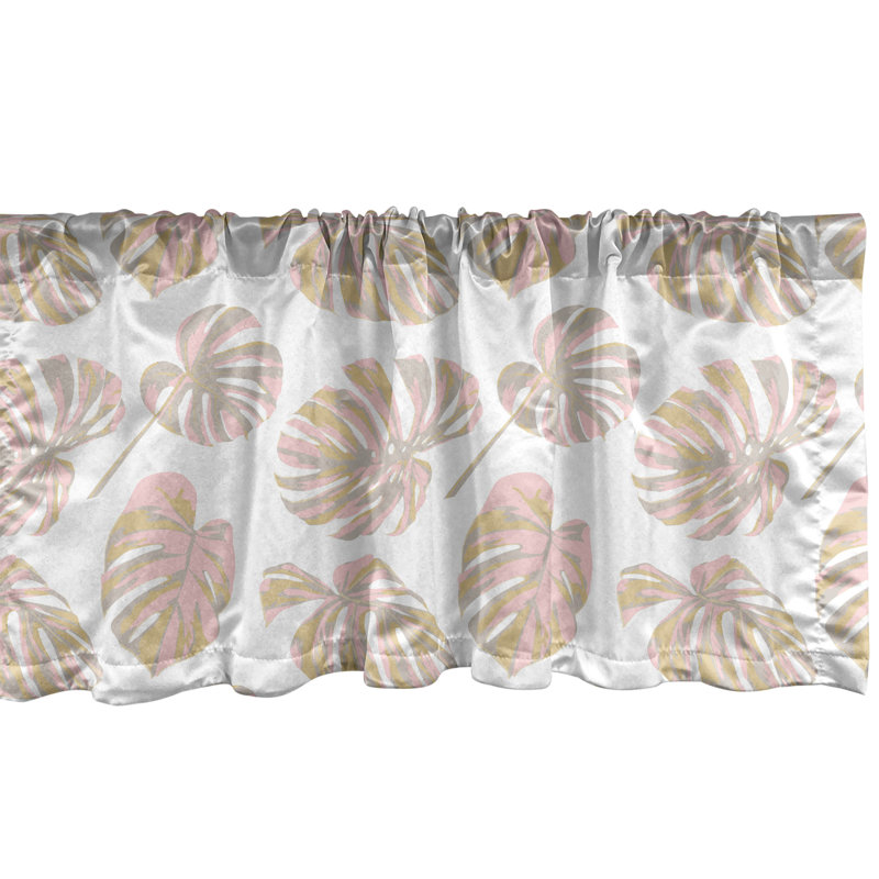 Cantonnière Ambesonne - paquet de 2 fleurs hawaïennes - rose et kaki