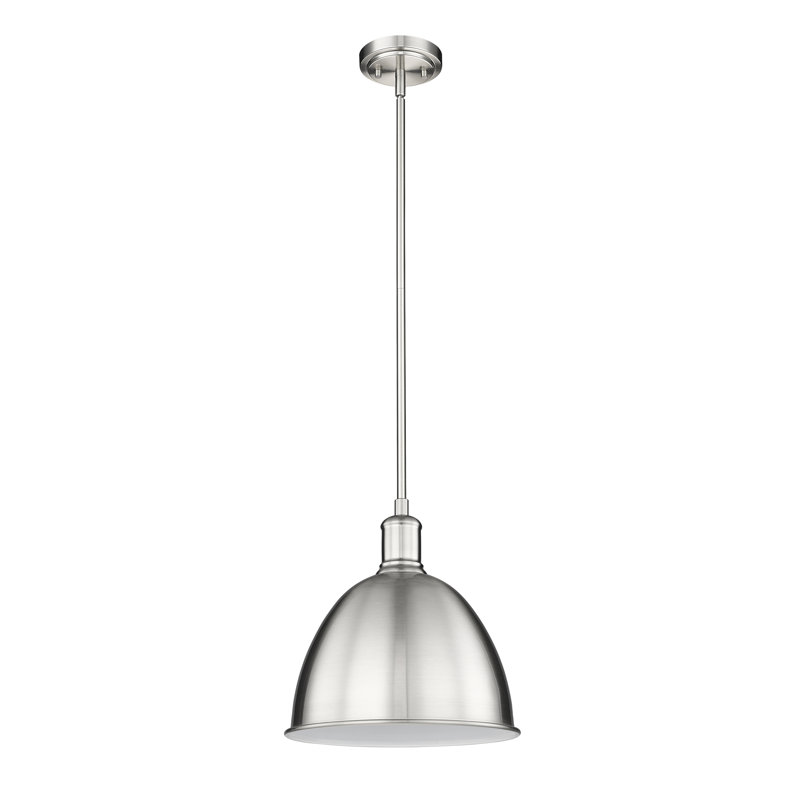 Waldon 1-Light Dimmable Single Pendant , Brushed Nickel, 12.5" H x 12.5" W