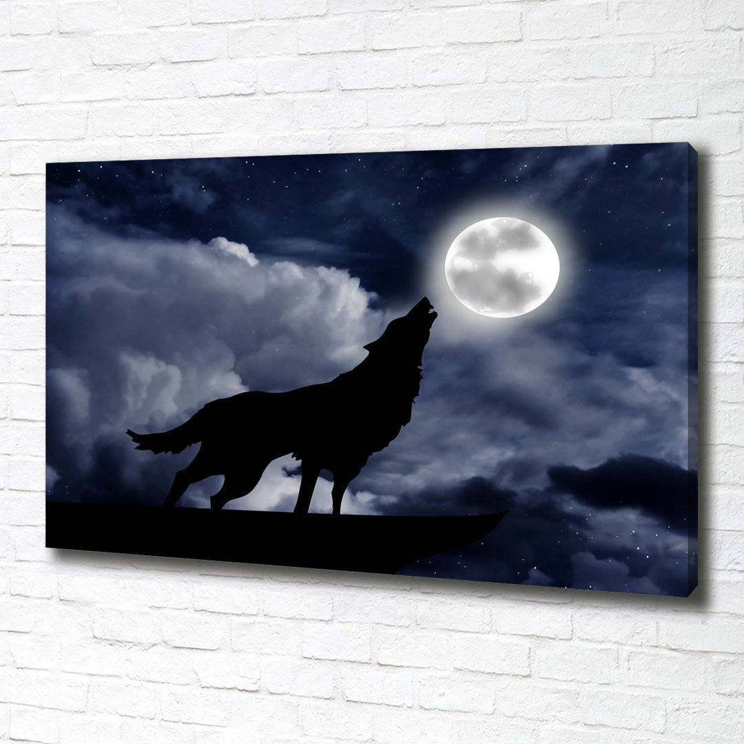 Heulender Wolf Vollmond - Kunstdrucke auf Leinwand