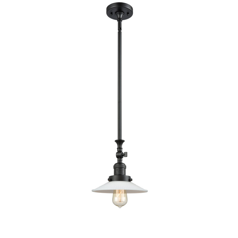 Miramontes 1 - Light Single Pendant, Matte White Halophane, Matte Black, 60 Watt Vintage Incandescent Bulb