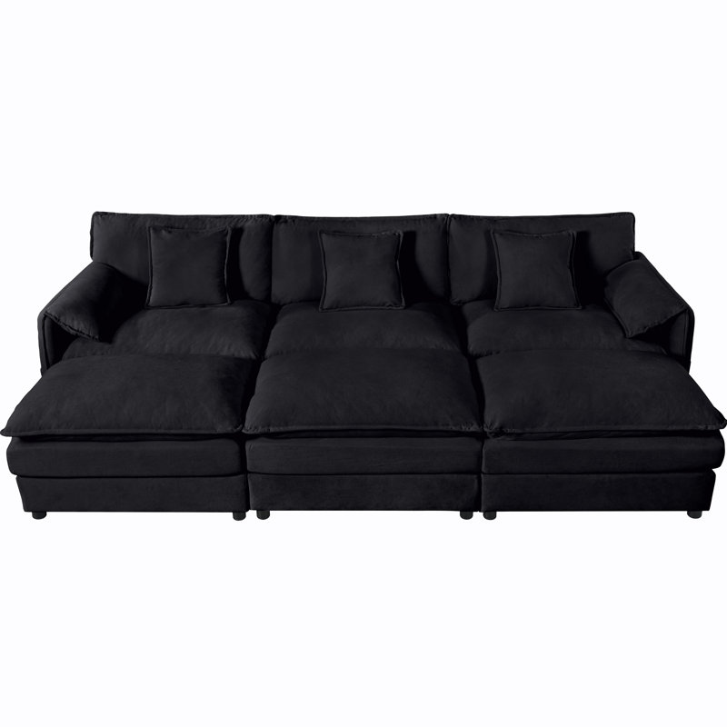 Canapé-lit modulaire surdimensionné à siège profond avec 3 repose-pieds et coussins moelleux, canapé-lit modulaire pour salon, appartement, combinaison de bricolage en chenille