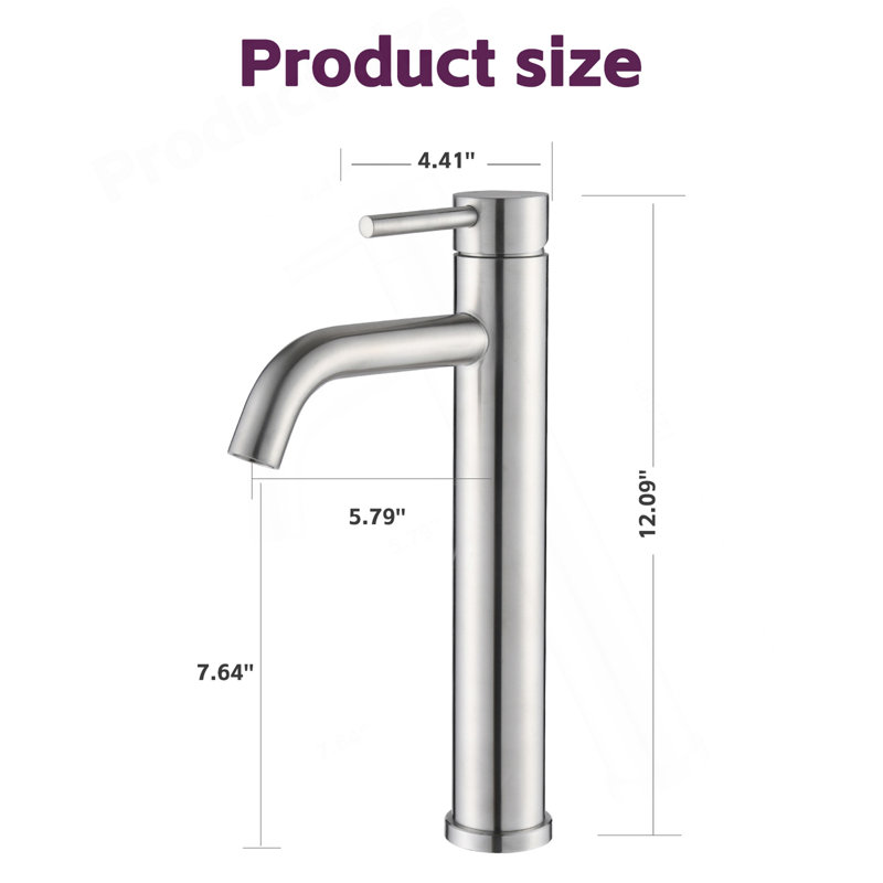 Bathroom Modern Tall Faucets Single Handle One Hole Lavatory Bathroom Sink Faucet, Brushed Nickel