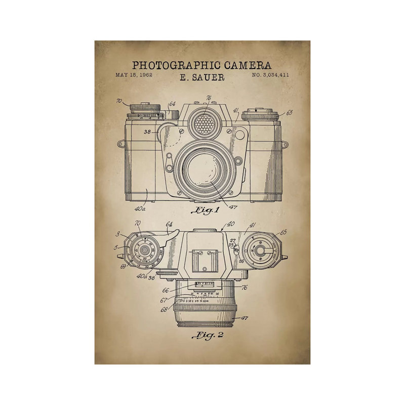 1962 Sauer Camera - Wrapped Canvas Print, 30.48 cm H x 45.72 cm W
