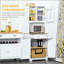 Buffet de cuisine autoportant avec huche, garde-manger avec support à micro-ondes, tablette réglable, 2 tiroirs, armoire