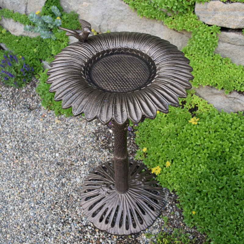 Bain d'oiseaux de Pâques au tournesol Compton, Bronze antique