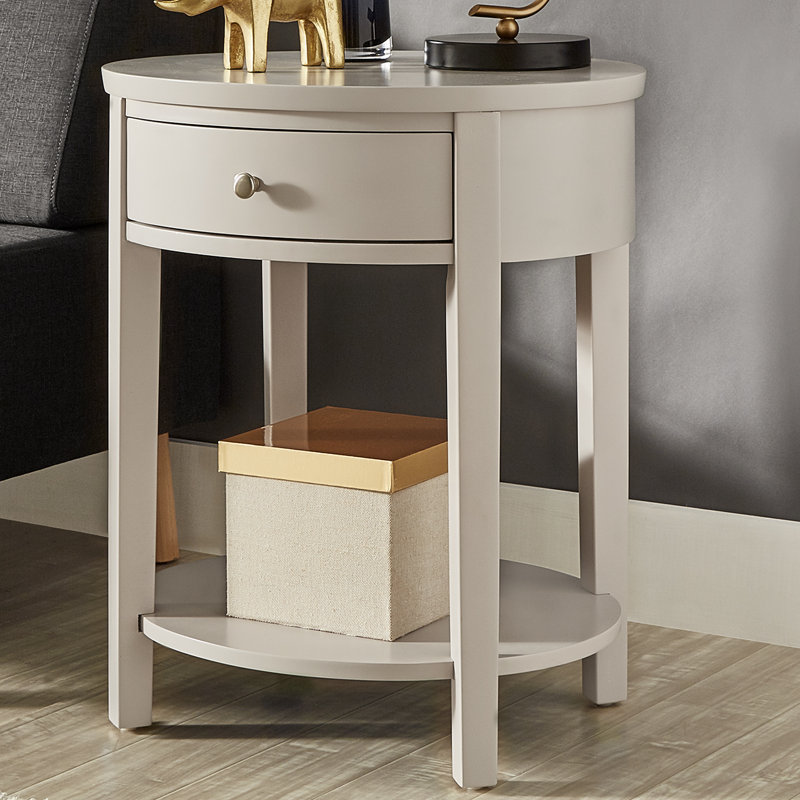 Zaheed End Table with Storage, Silver Birch